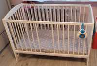 drewniane łóżeczko dziecięce regulowana wysokość 120x60 +materac Hevea