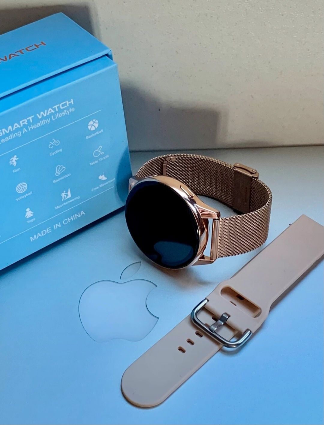 Złoty smartwatch NOWY 2 paski Menu PL