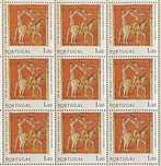 Bloco de 9 selos novos - EUROPA CEPT - Pintura - 1$50 - Portugal -1975
