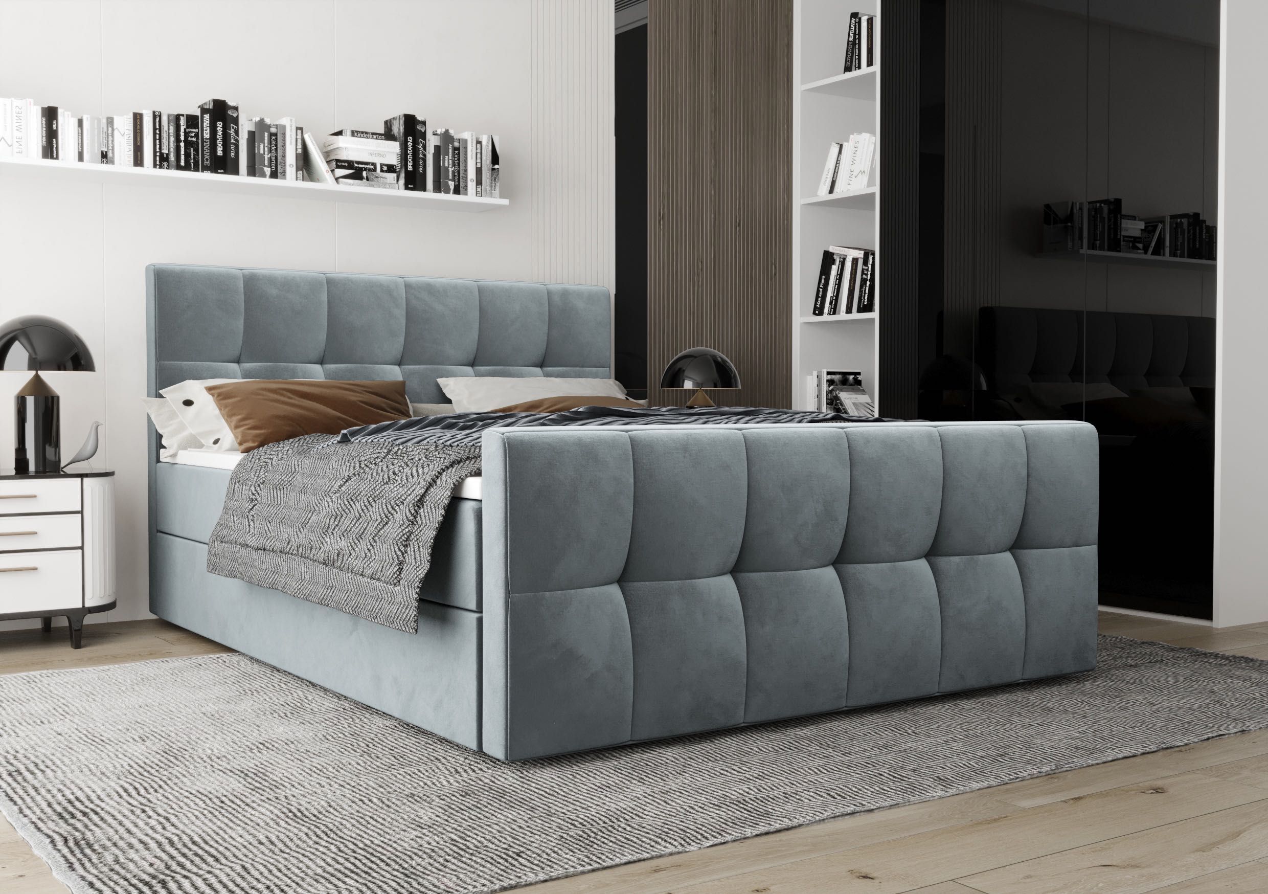 Łóżko Kontynentalne Sypialniane YORK + TOPPER 160x200 EN MEBLE