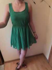 Zielona rozkloszowana sukienka H&M 36