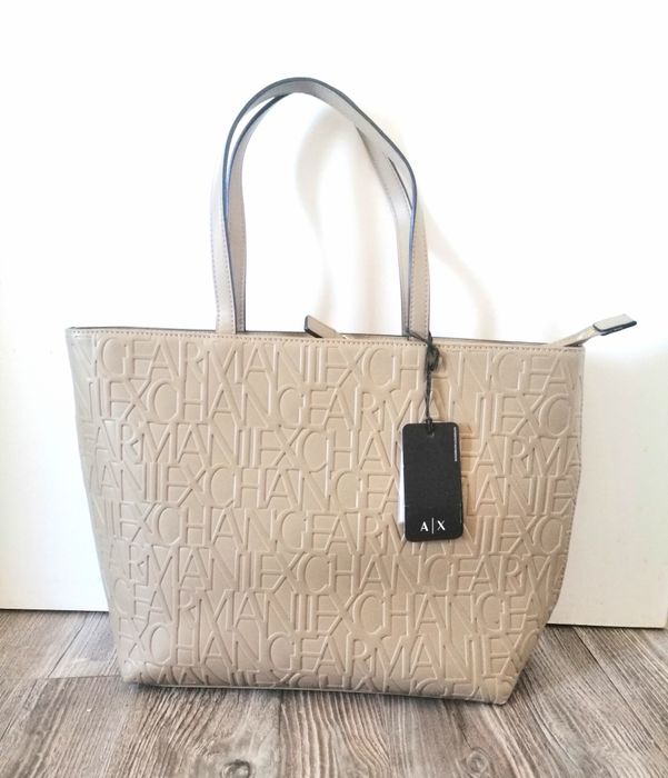 Armani AX beżowa torba shopper