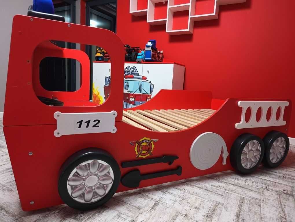 Drewniane łóżko chłopięce Wóz strażacki