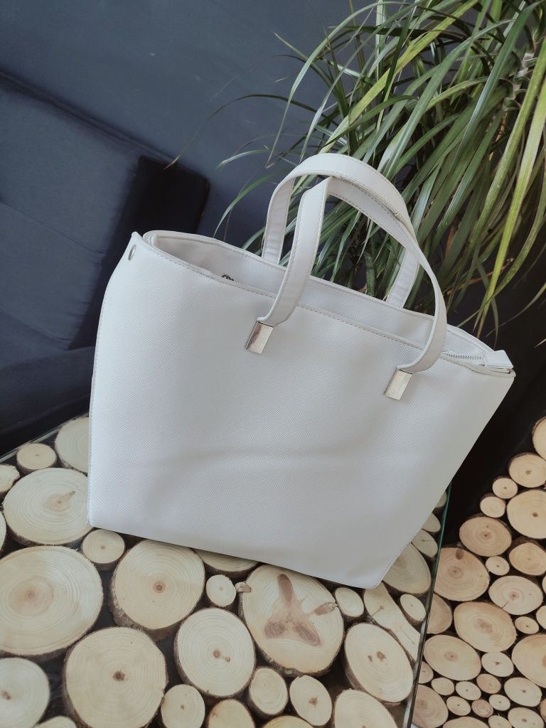 Reserved szara torebka shopper duża A4 elegancka pojemna pasek eko skó