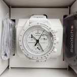 Biały Zegar Omega x Swatch Snoopy Moonphase SO33W700
