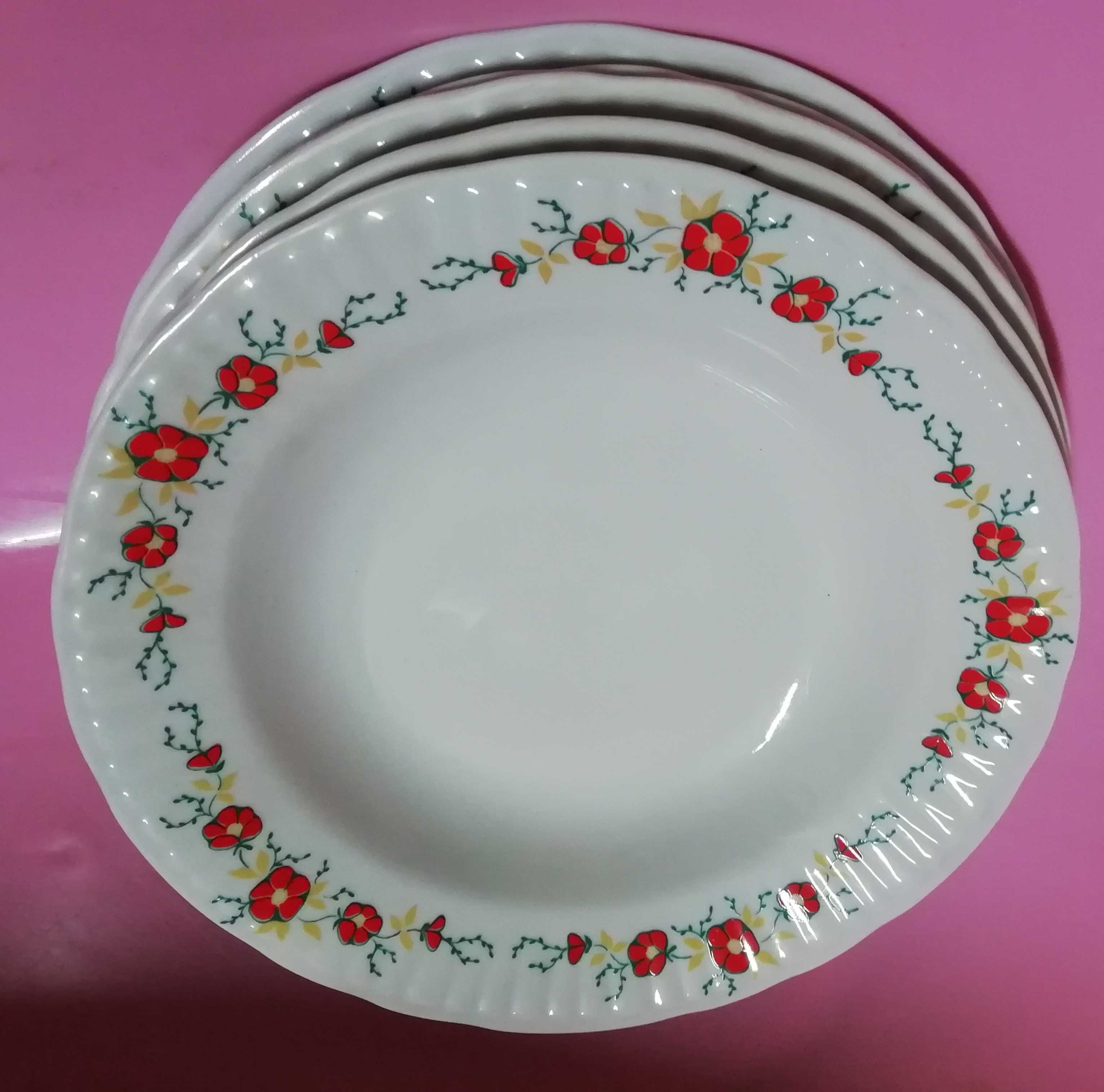 5x Talerz WŁOCŁAWEK PORCELANA PRL zestaw głęboki obiadowy