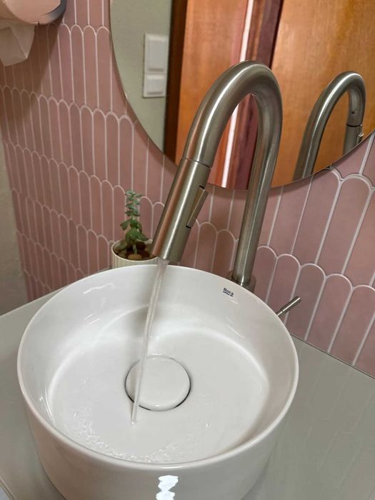 NOWA Srebrna Bateria Umywalkowa - Zmienny Strumień Wyciągany Wężyk