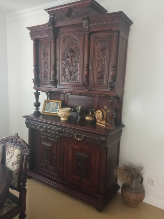 Stół z krzesłami i kredens, komplet do jadalni,antyk stylowy
