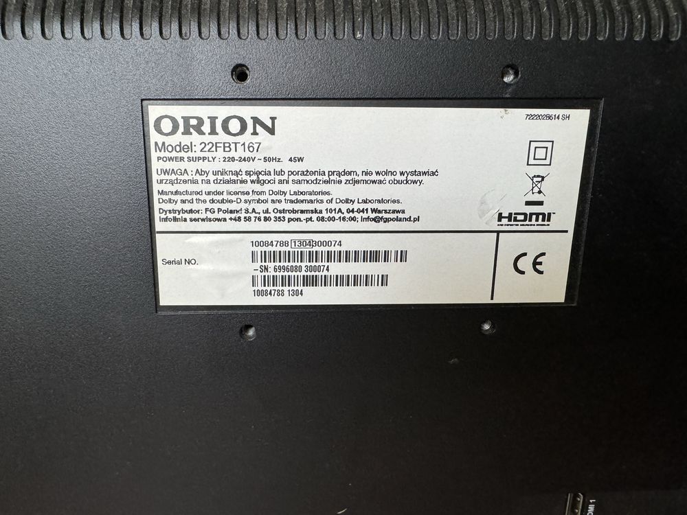 Tv Orion 22FBT167 + dekoder DVBT2