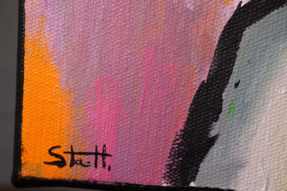 Duży obraz olejny 80x100 oryginalny ręcznie malowany abstrakcja Stach