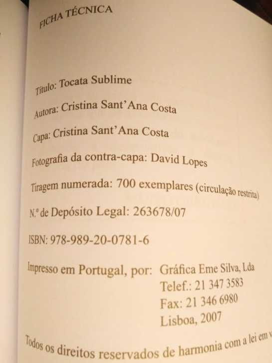 Cristina Sant'Ana Costa - Tocata Sublime : poemas