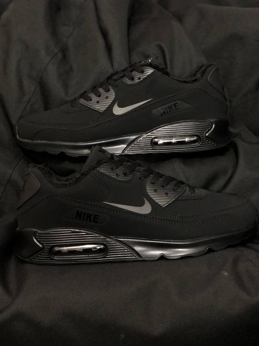 Nike air max 90 total black winter кроссовки зимние Найк 90
