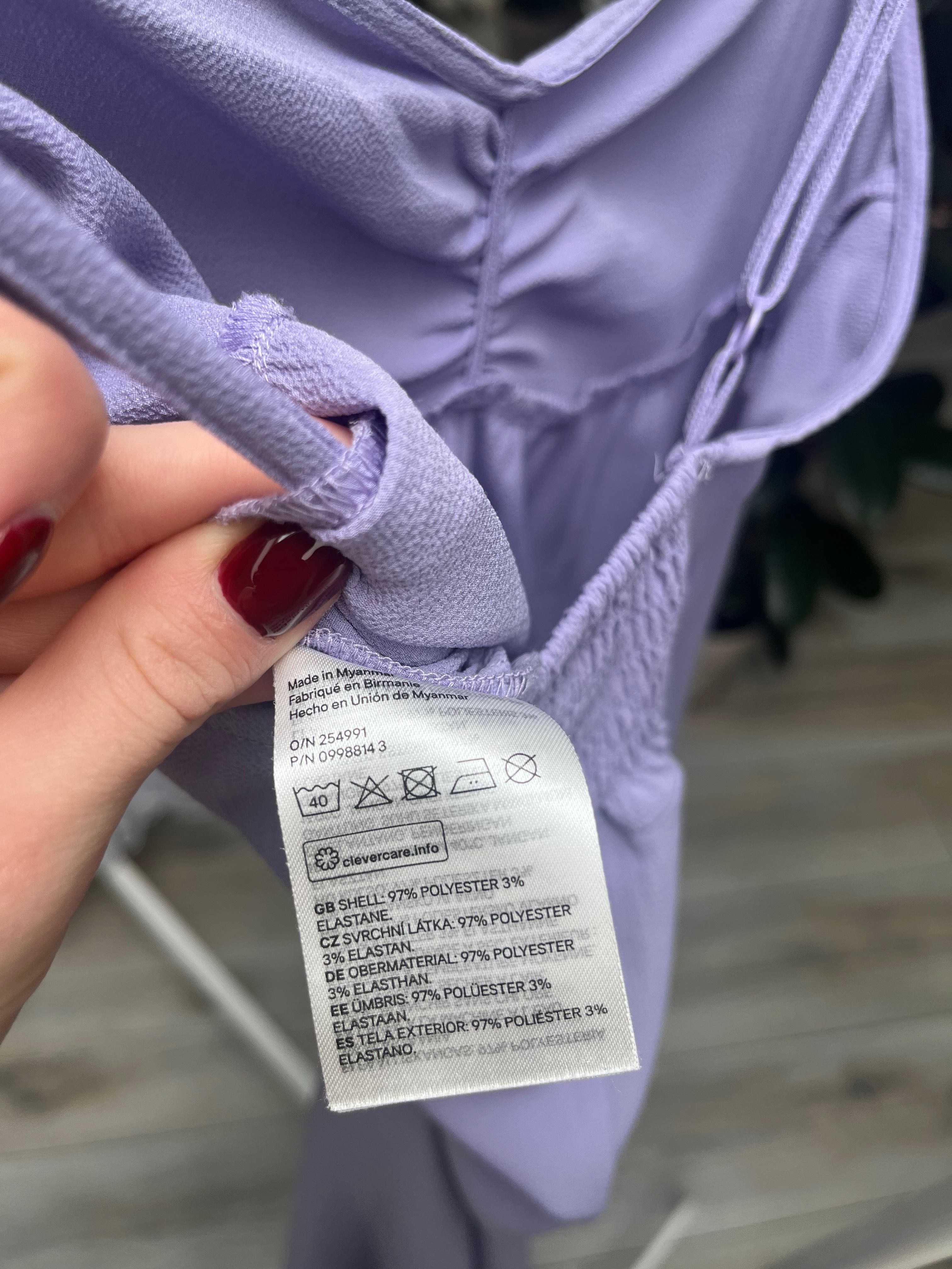 długa sukienka liliowa maxi XS
