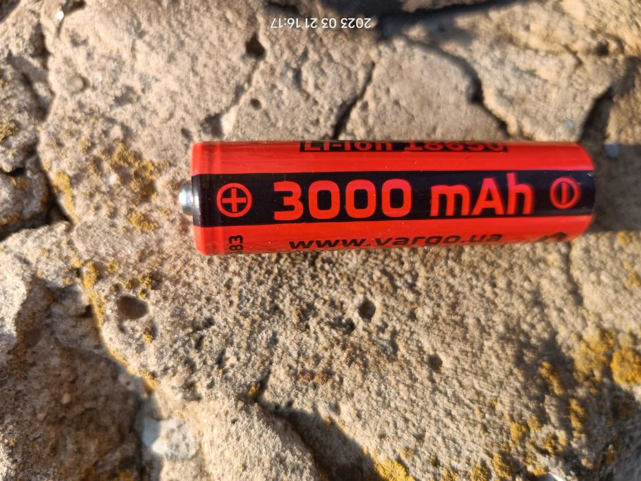 Аккумулятор литий-ионный 18650 Vargo Li-ion, 3000mAh