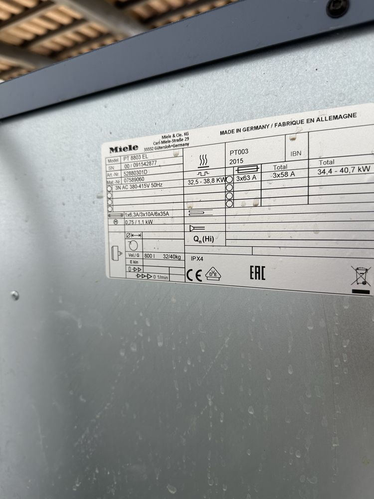 Suszarka przemysłowa Miele PT8803 EL 32/40 kg