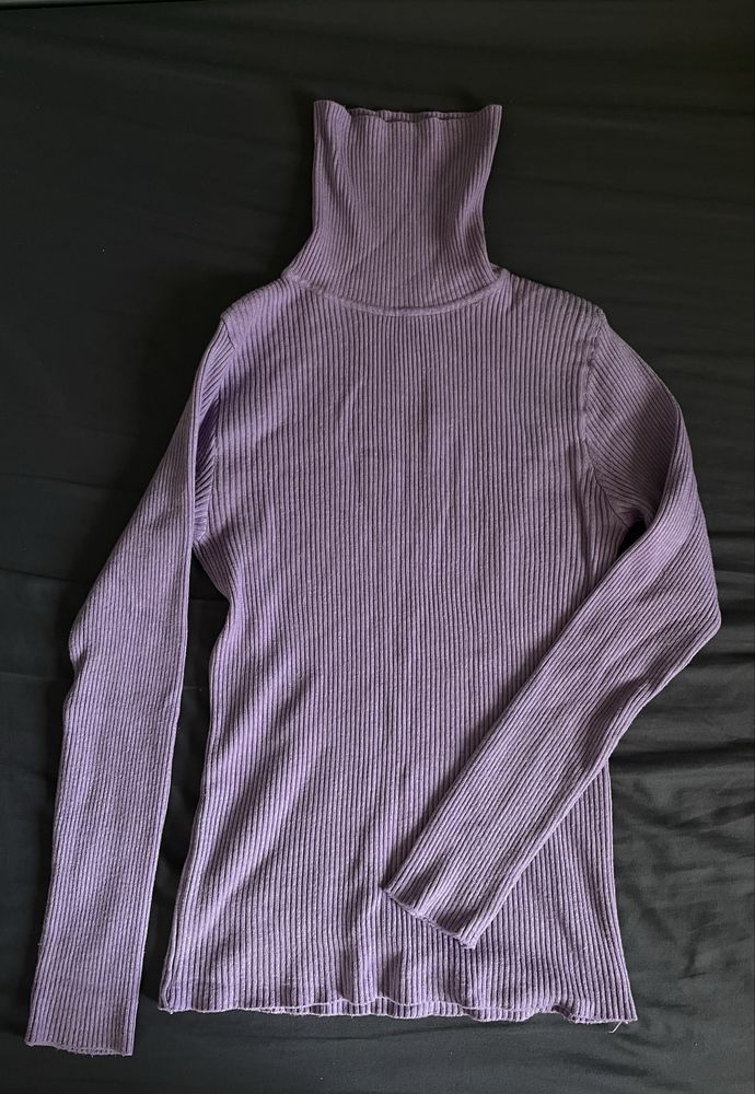 Golf sweter fioletowy S obcisły