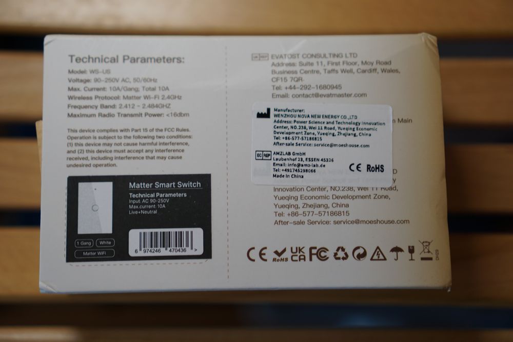 Розумний вимикач MOES WiFi Matter Smart Switch Glass Touch