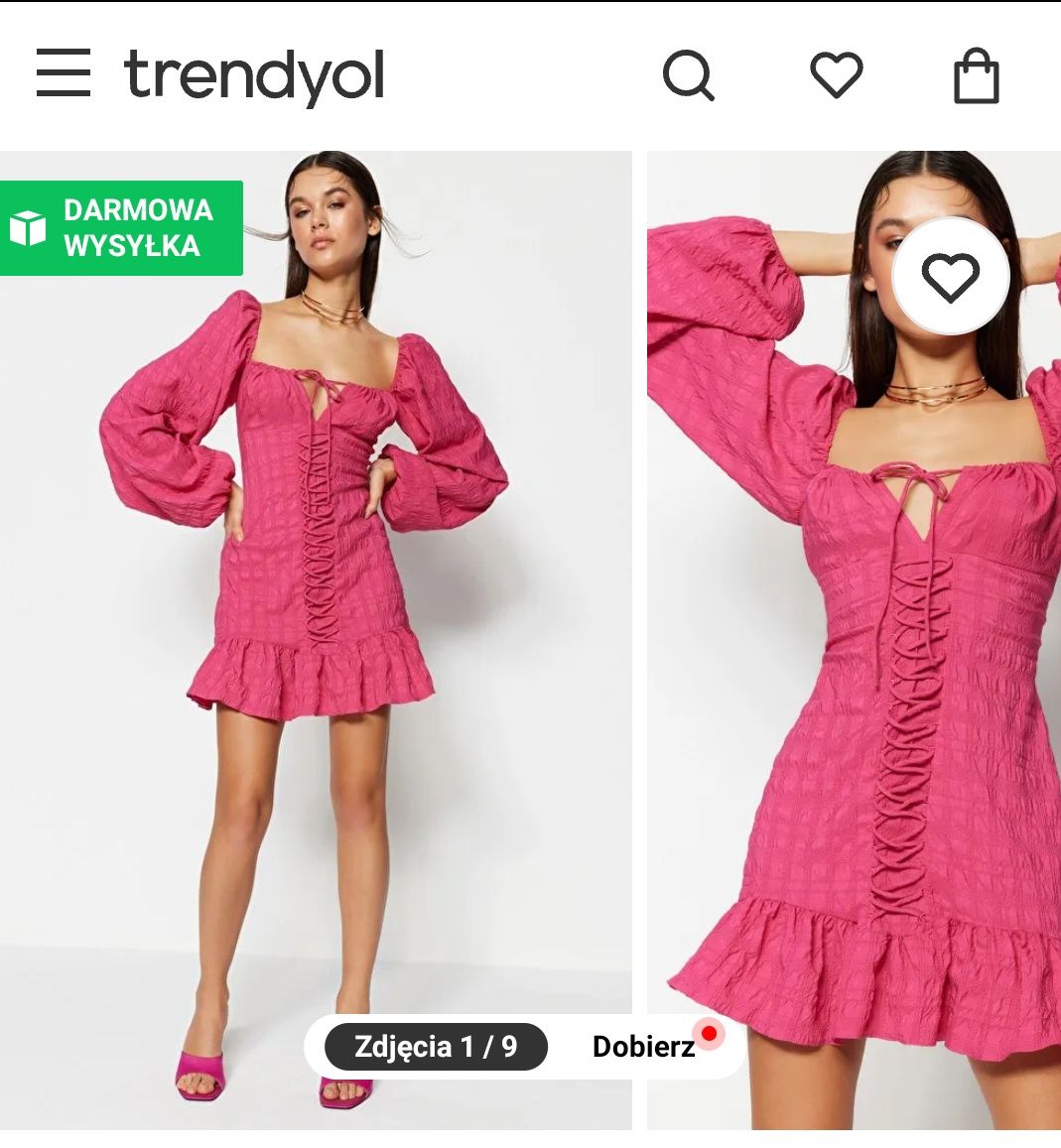 Nowa cudna sukienka fuksja r.XL z wiązaniem