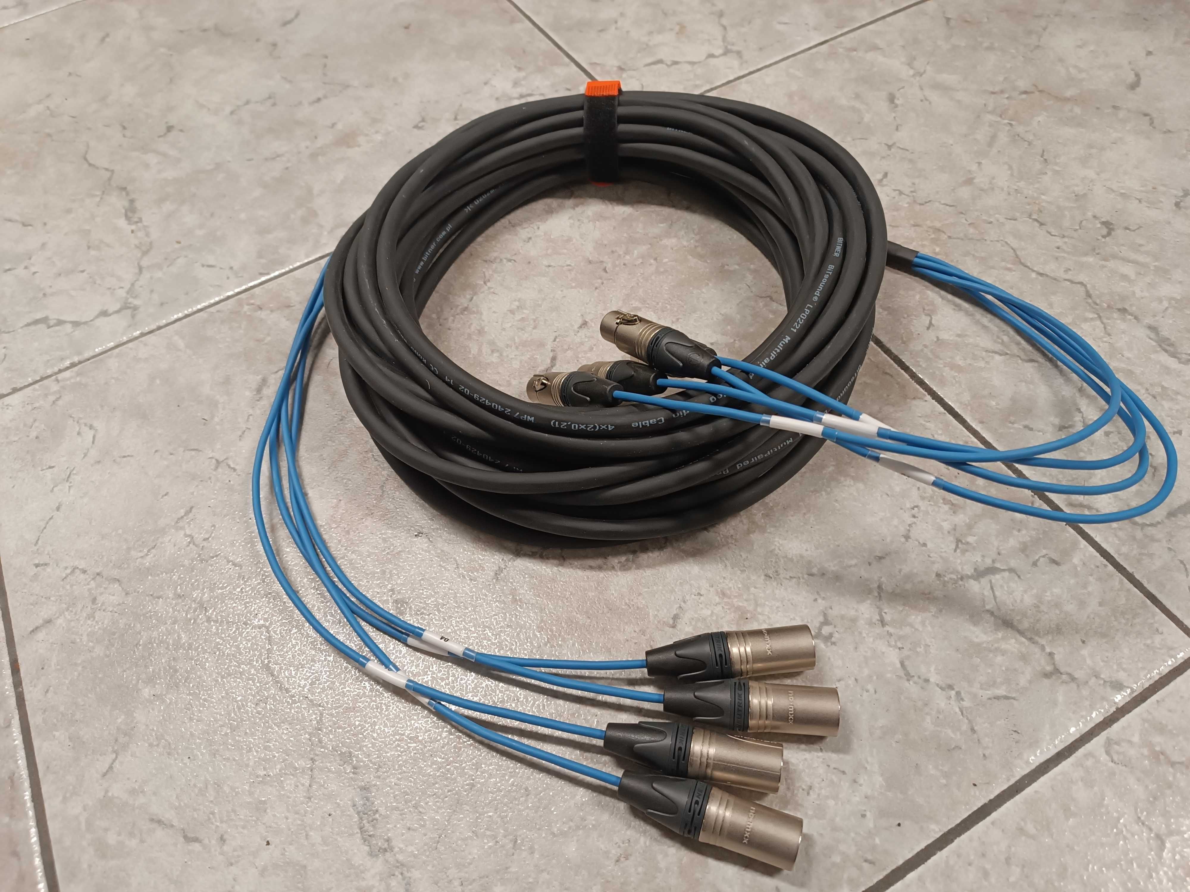 Kabel multicore pyta audio XLR 4x Neutrik XLR przewód wieloparowy 15m