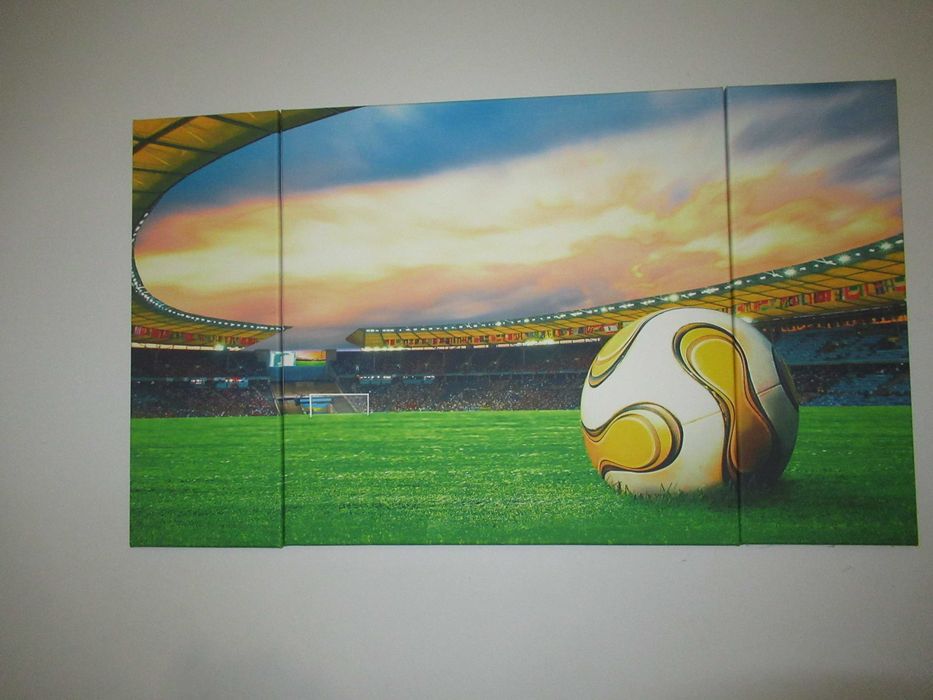 Tryptyk obraz do pokoju chłopca ,dziewczynki  piłka na stadionie