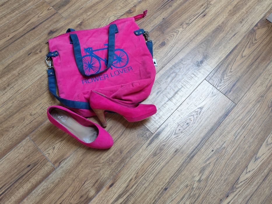 Fuksja różowe buty na obcasie 37 zamsz magenta skóra naturalna