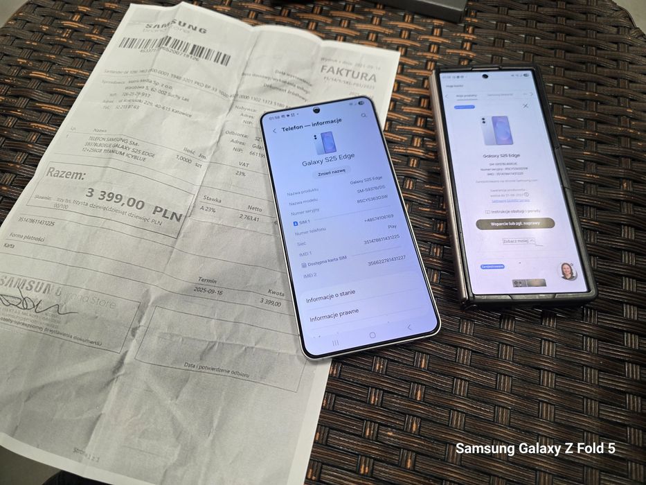 Samsung Galaxy S25 Edge 12+256 GB, jak Nowe,od Samsung Store,Gwarancji