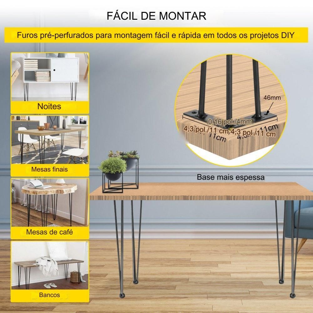 Pernas de Mesa Hairpin de 101cm -  (4 unidades)