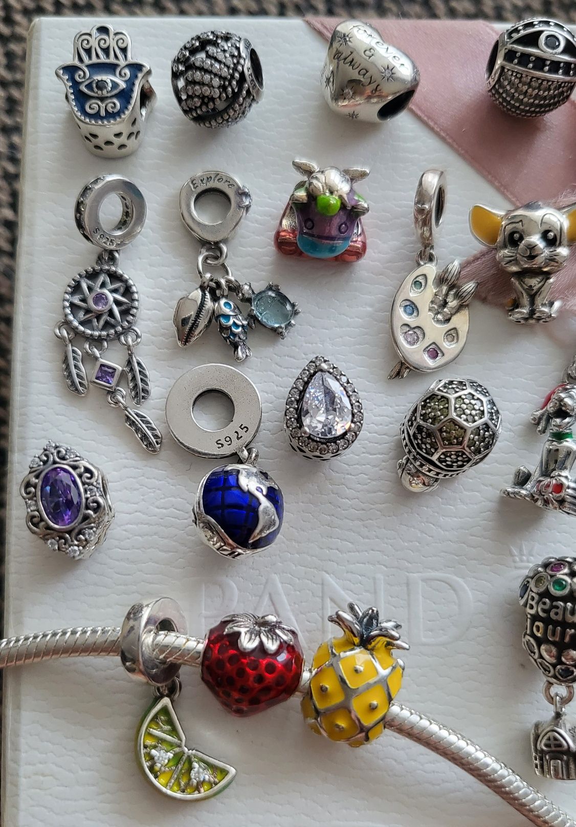 Charms koralik zawieszka do Pandora, kwiatek koniczynka biedronk
