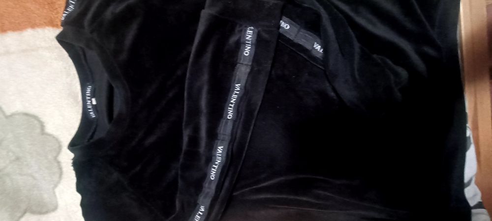 Dres welurowy Valentino czarny lampasy m/l