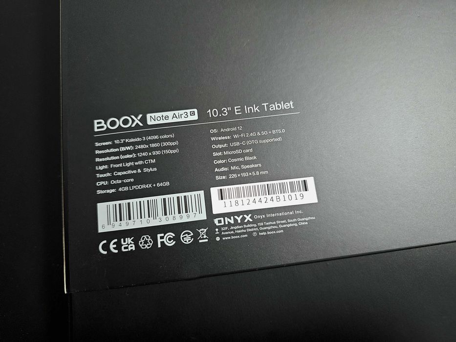 Onyx Boox Note Air3 C+rysik Onyx Boox Pen 2 Pro z gumką+etui+GWARANCJA