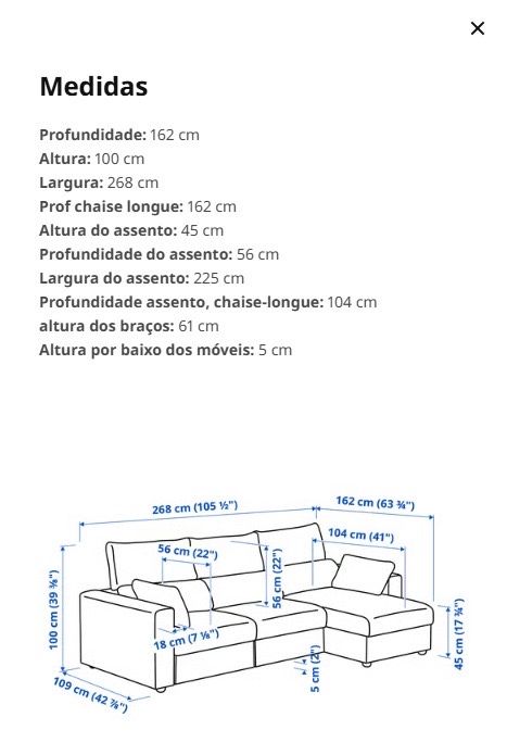 Sofa 3 lugares com chaise IKEA Eskilstuna cinza claro