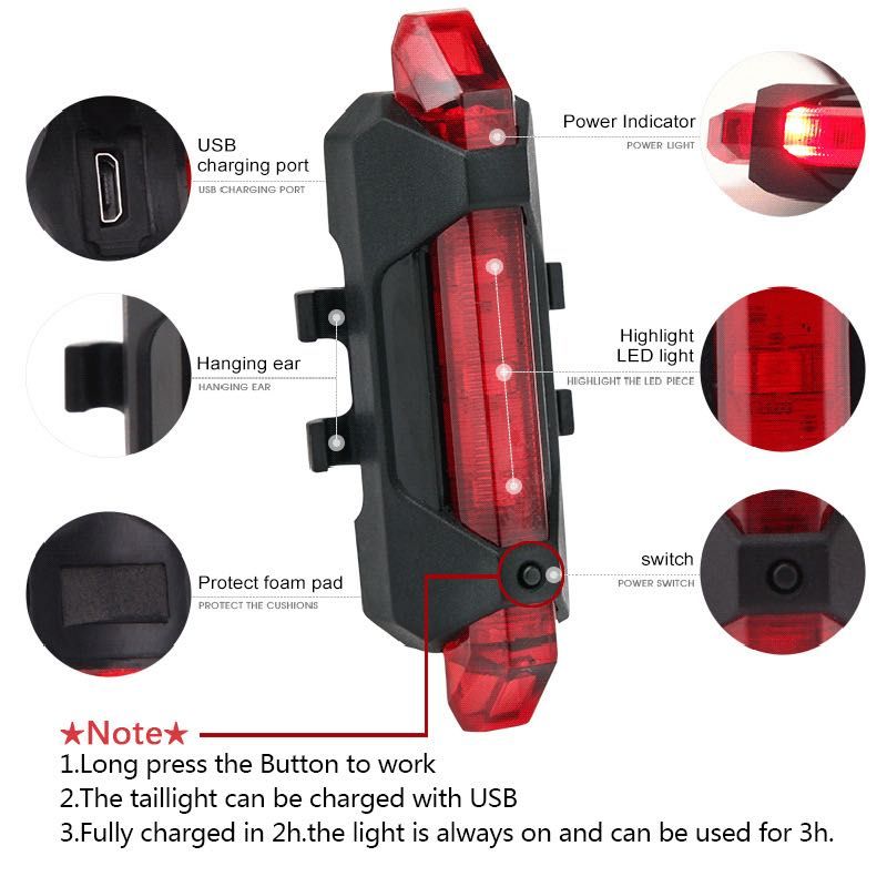 Велосипедний ліхтар USB світлодіодний набір