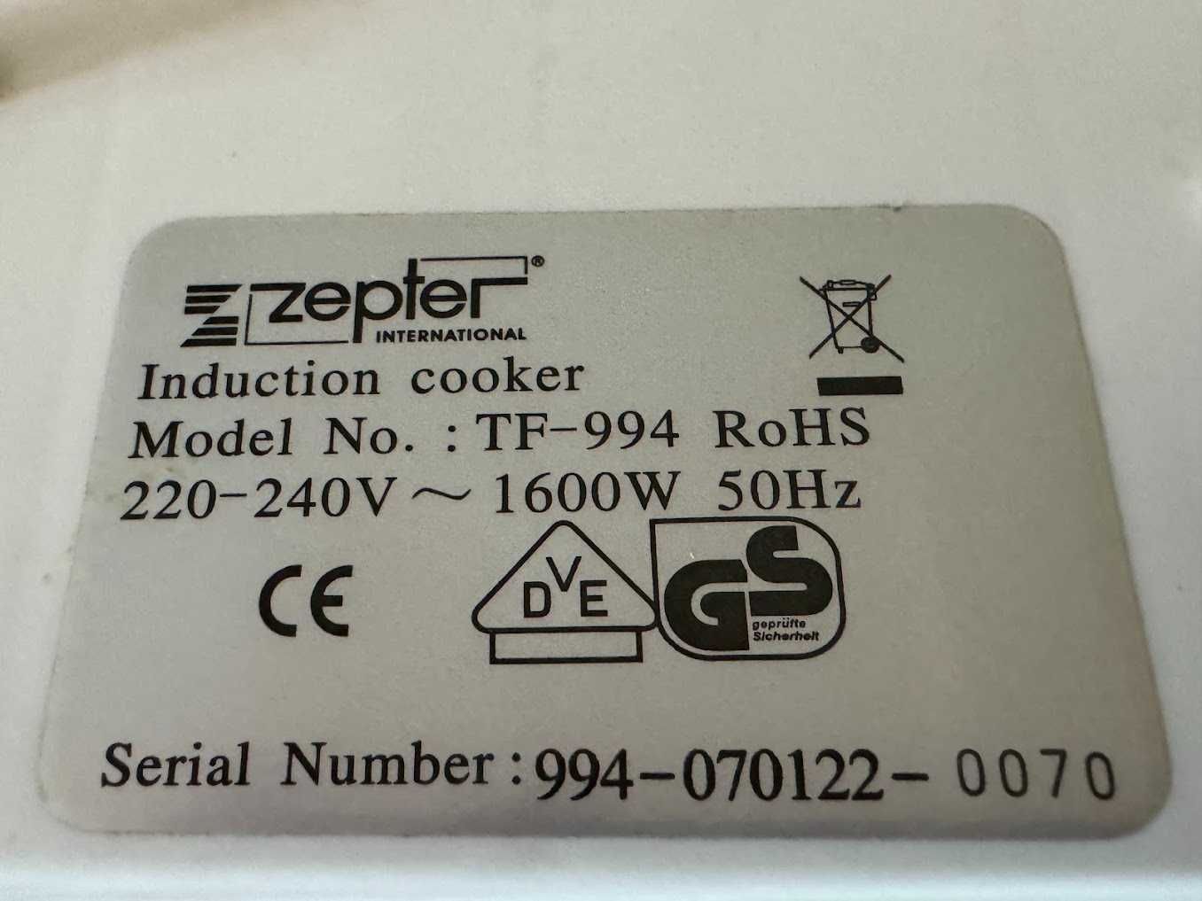 Kuchenka indukcyjna Zepter model TF-994