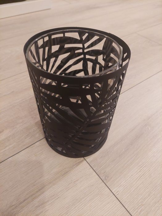 Świecznik czarny metalowy loft liście Za darmo