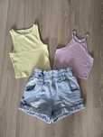 Jeansowe szorty Cropp + 2 topy