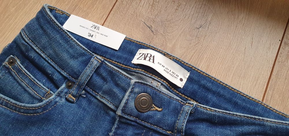 Jeansy skinny Zara 34 piękny kolor