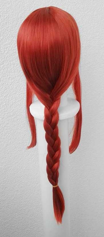 Chainsaw Man Makima czerwona długa peruka z warkoczem cosplay wig