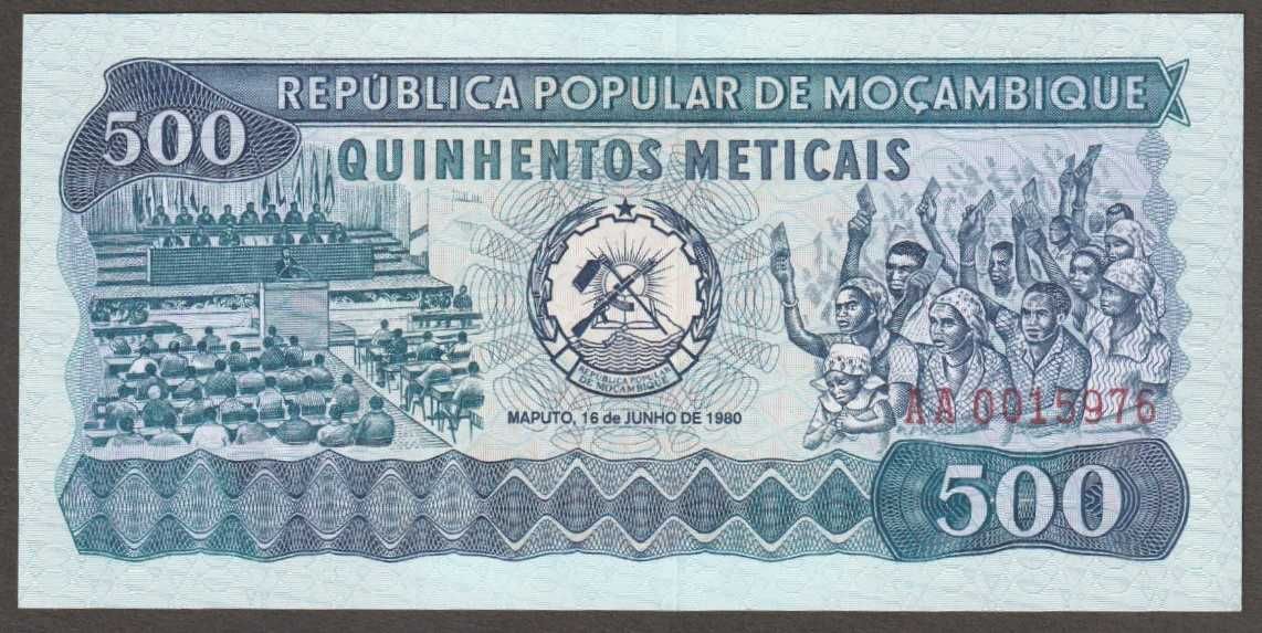 Mozambik 500 meticais 1980 - AA00 - stan bankowy UNC