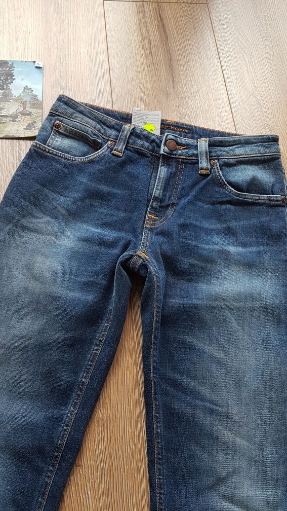 Nudie Jeans Skinny Lin spodnie jeansy damskie dżinsy w28