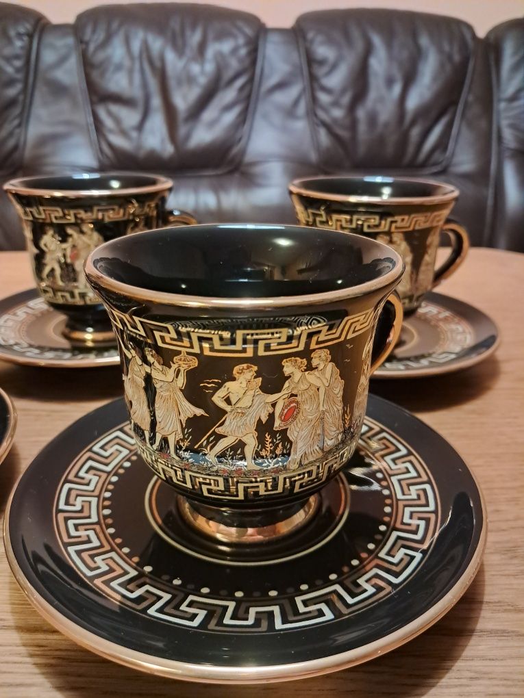 Zestaw kawowy oryginalny grecki 24k Gold złoto