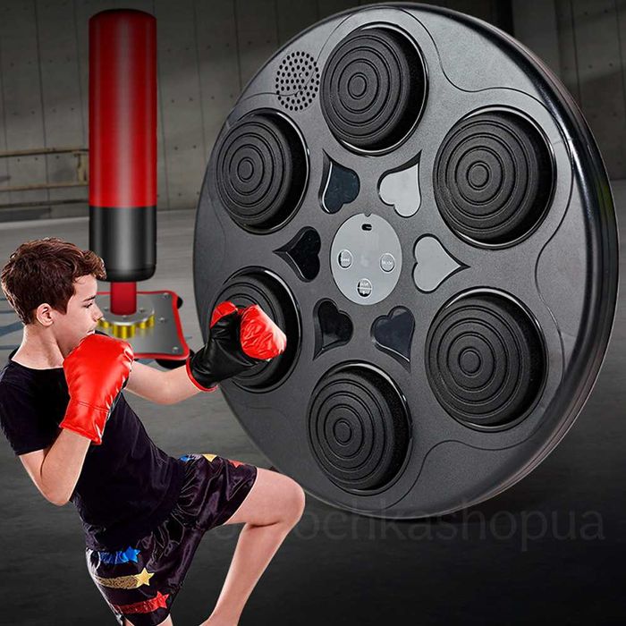 Боксерський тренажер з рукавичками підсвічуванням і музикою 40см