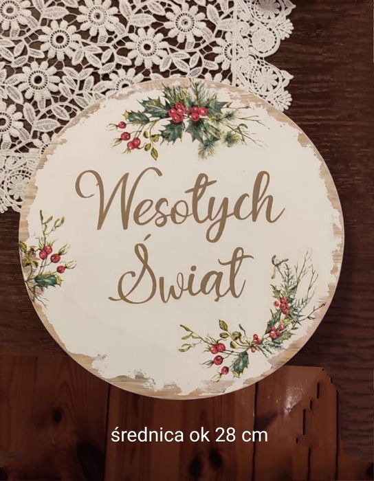 ,,Wesołych Świąt,, drewniana świąteczna tabliczka rekwizyt foto