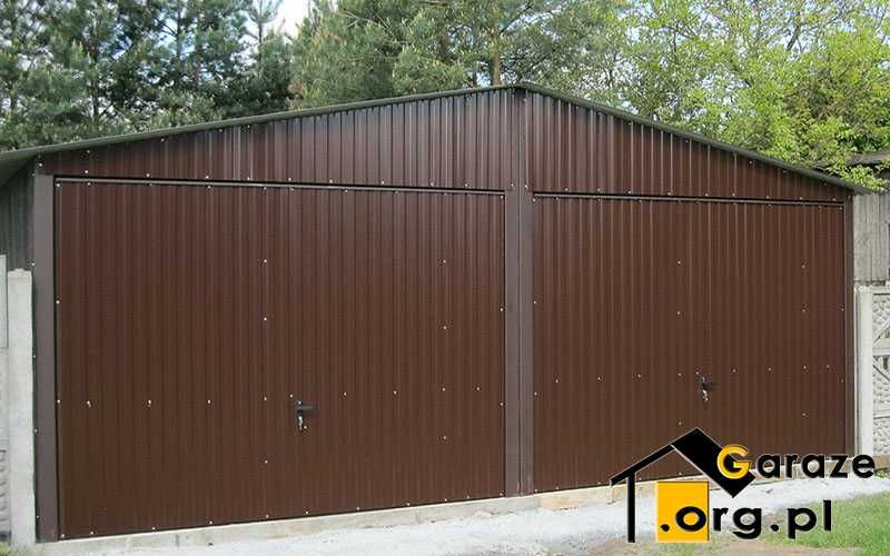 Garaże Blaszane 6x5 Brąz RAL 8017 Dwuspadowe Bramy Uchylne Montaż 0 zł