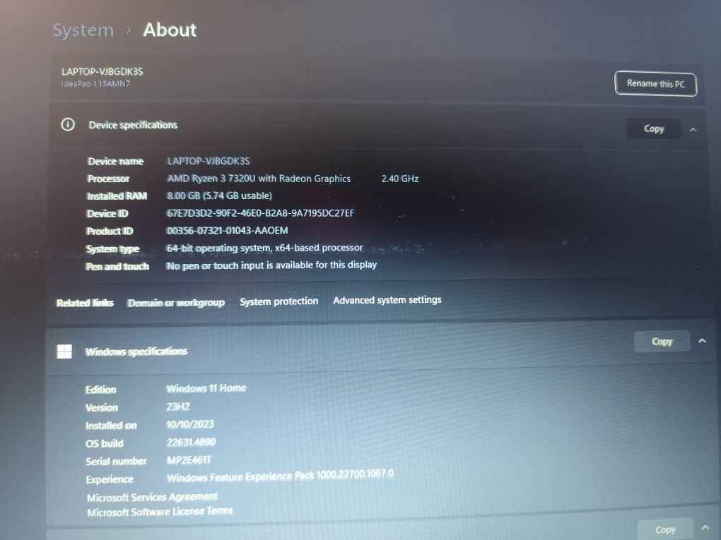 Ideapad 1 15 AMN7 730