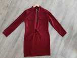 Sukienka burgundowa na co dzień jesienna zamek zip Uni s m l 36 38 40
