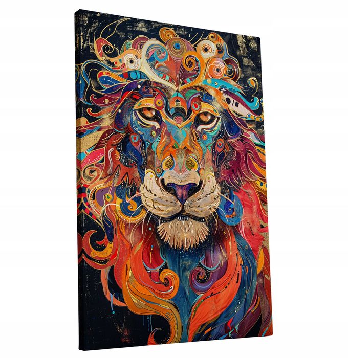 Obraz na płótnie Kolorowy Lew 70x100 cm w Nowoczesnym Stylu