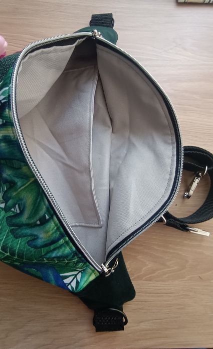 Nerka torebka saszetka patchworkowa zieleń pudrowy róż handmade