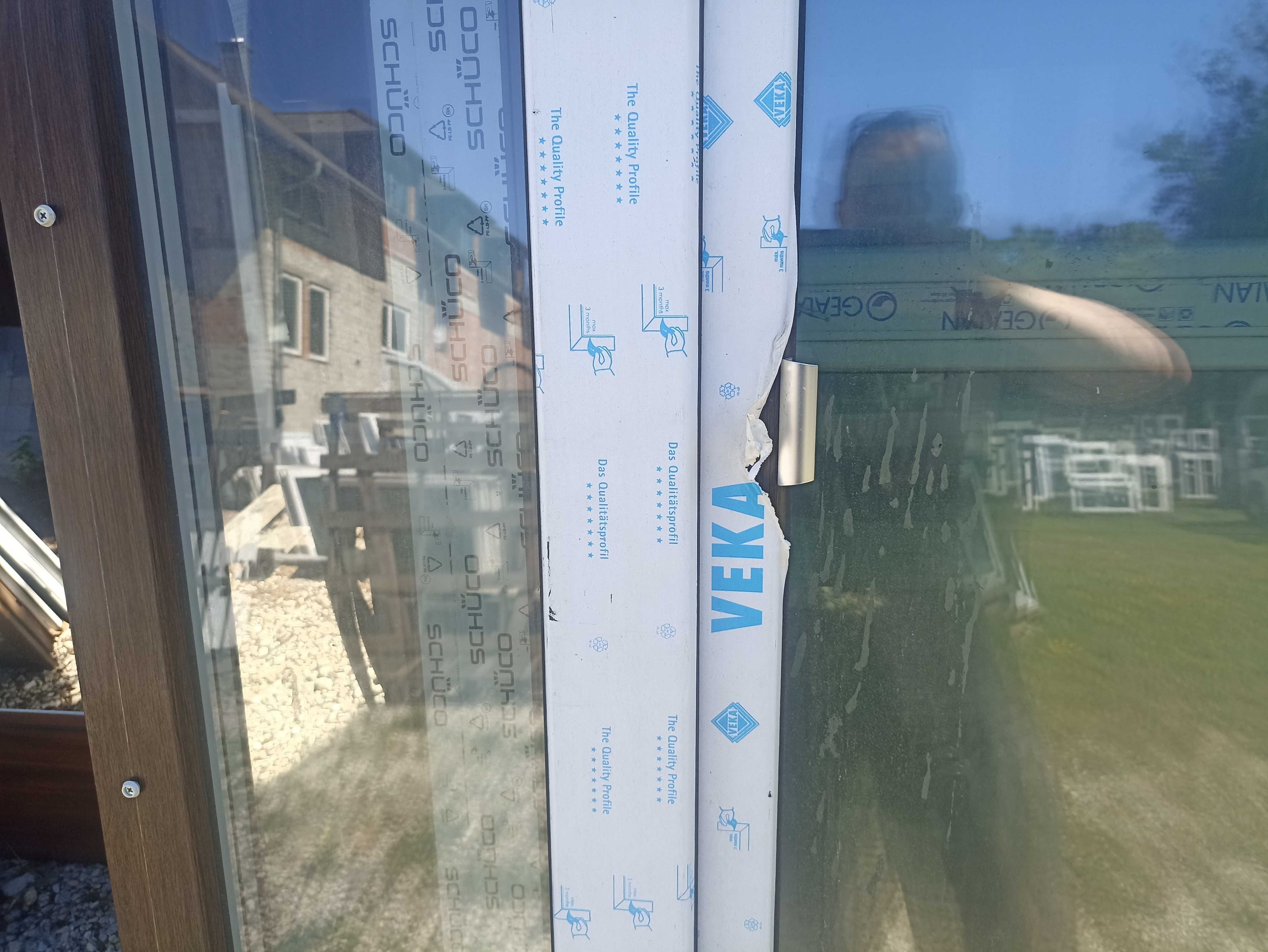 Okno pcv tarasowe 119/217 brąz trzy szybowe