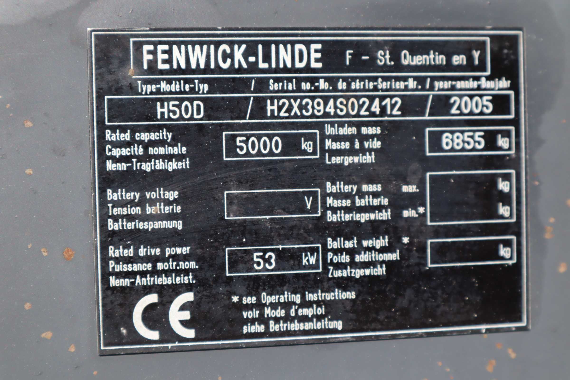 2005 Linde H50D 5000 Kg Empilhador Diesel