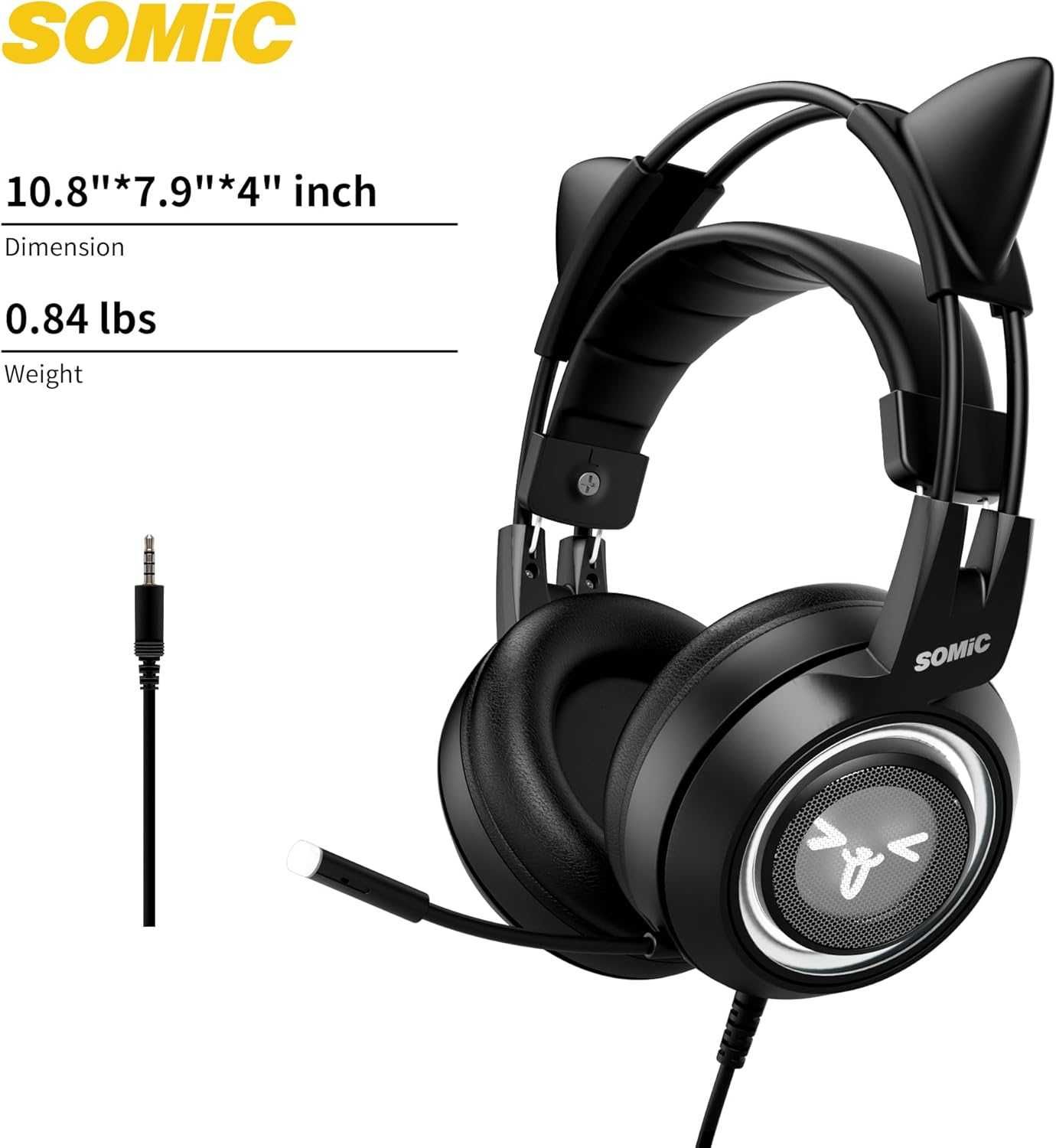Słuchawki do gier z mikrofonem gamingowe czarne z kablem 3,5 mm